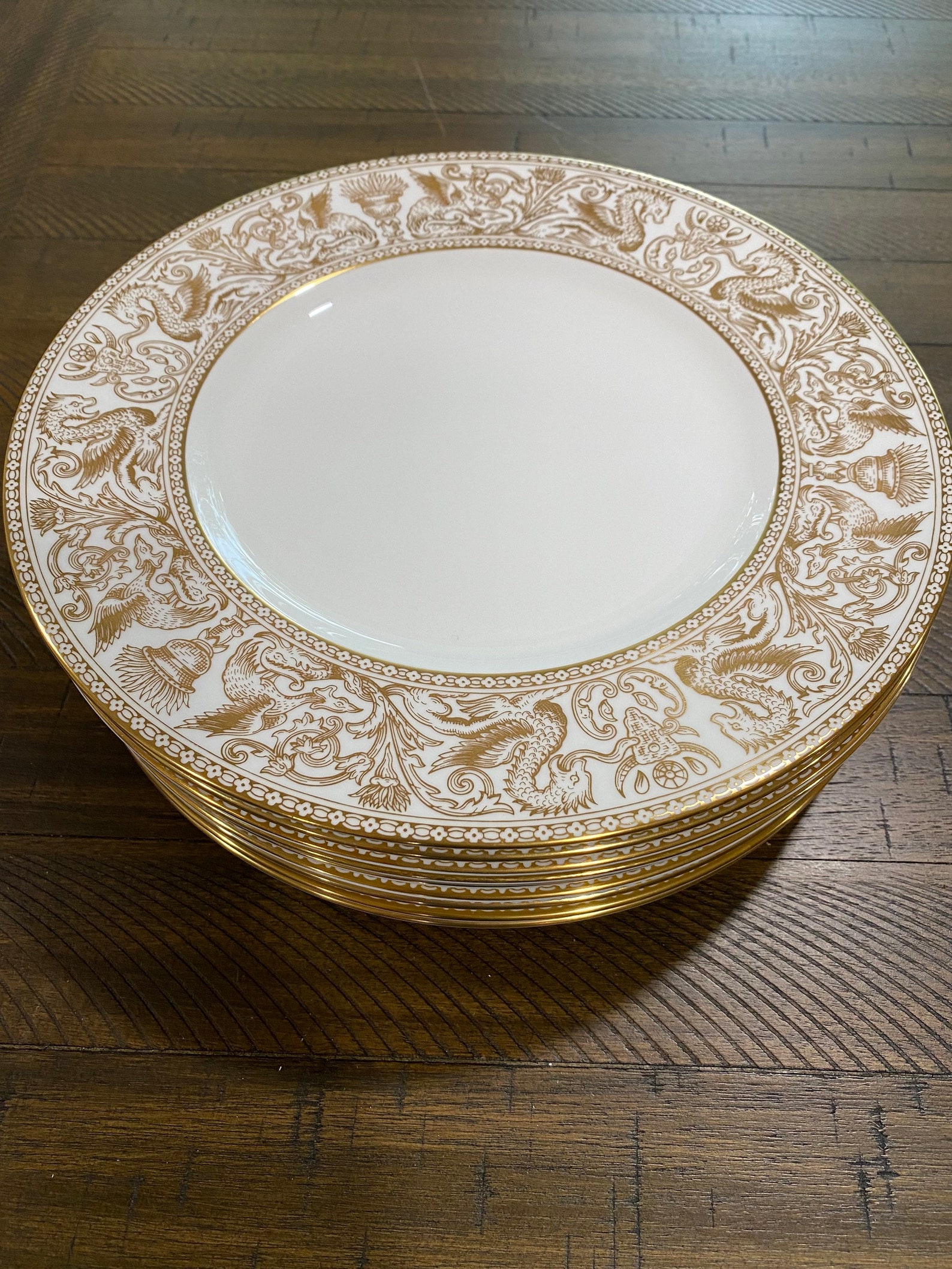 Vintage Wedgwood Bone China Dinner Plate in Gold Florentine Etsy
