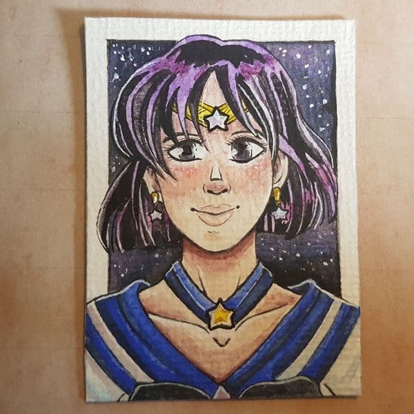 Aceo/ Kakao Karte (Originale Zeichnung) Sailor Saturn von ***FieryColors***