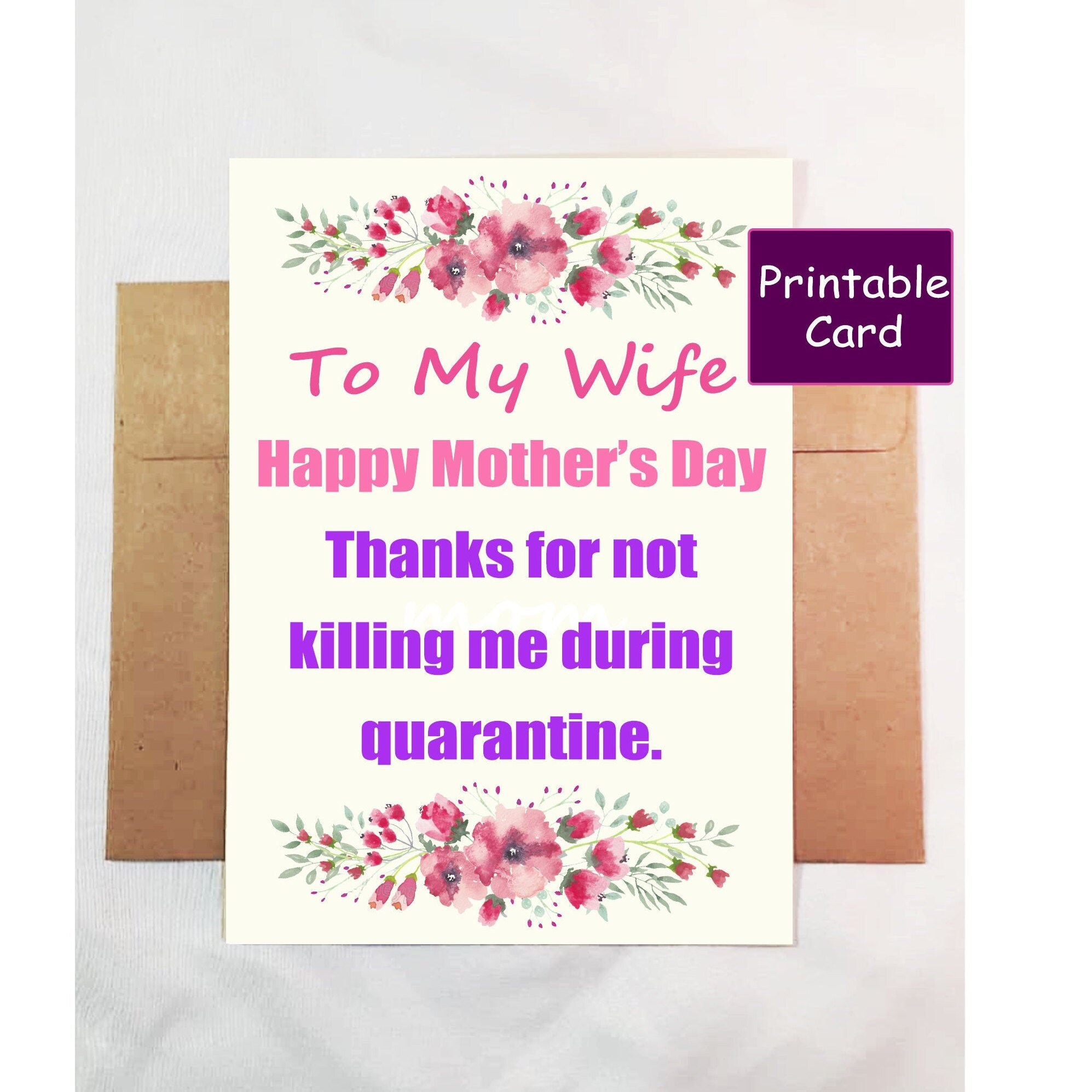 Printable Card for Wife Mothers Day Card For Wife | Etsy