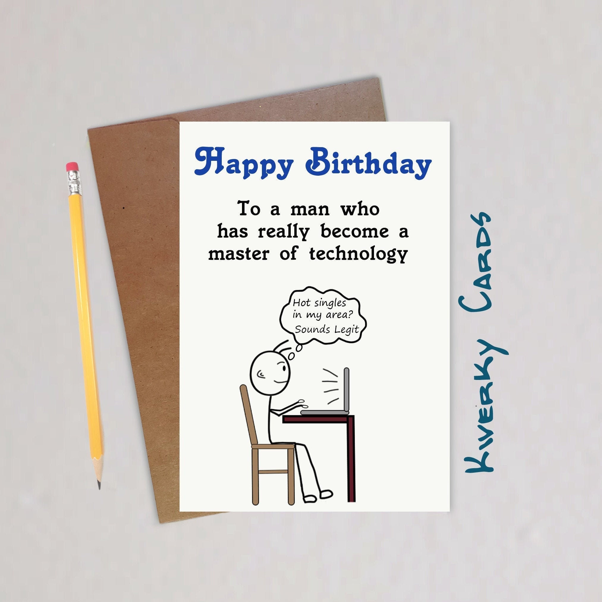 Computer Genius Funny Birthday Card Handmade Card Birthday Etsy
