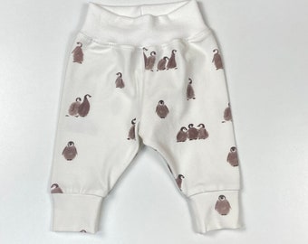 Baby lightweight trousers , penguin print, baby boy, baby girl, unisex. Newborn trousers.