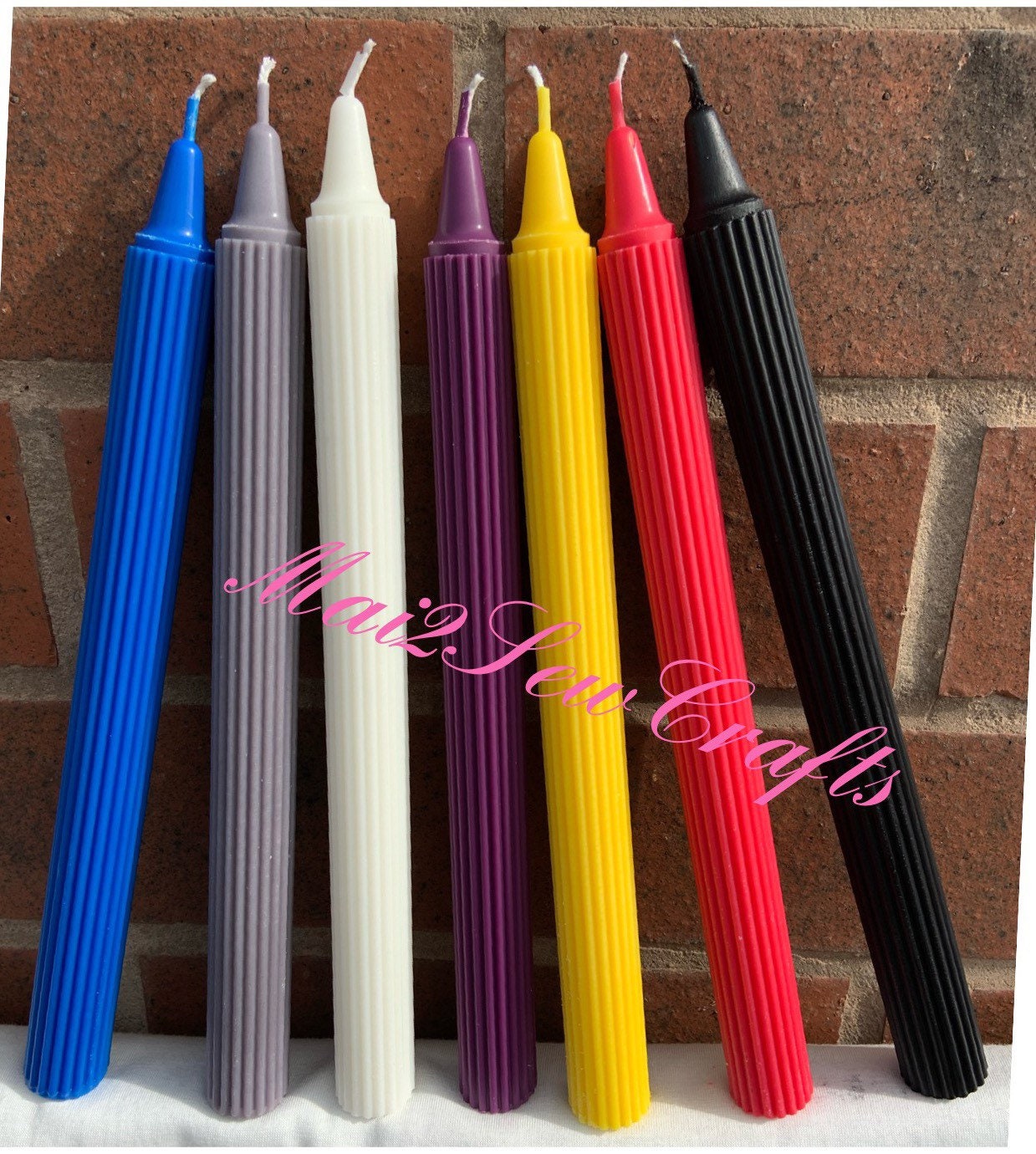 Set of 2 Tall Ribbed candle/ PILLAR dinner TAPER handmade uk Etsy