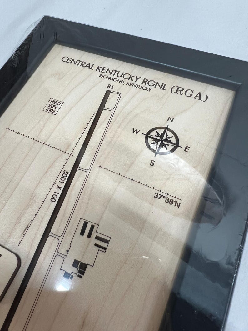 Laser Engraved Airport Diagram on Wood - Aviation Art image 19