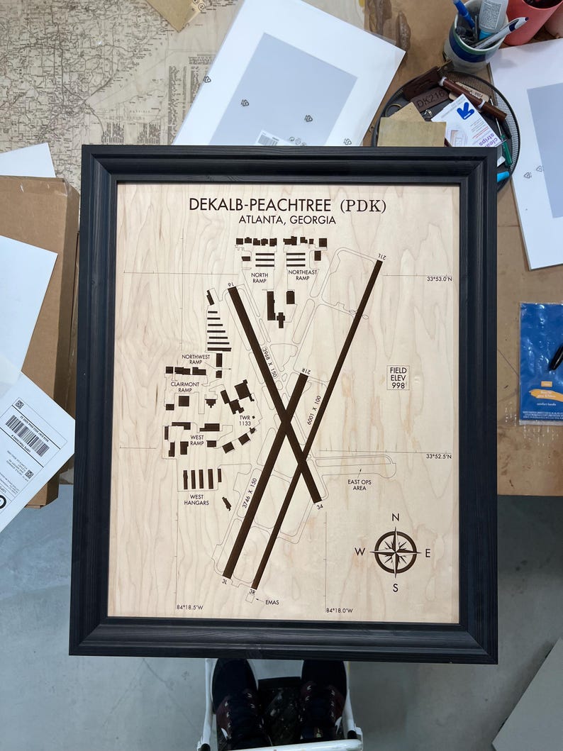 Laser Engraved Airport Diagram on Wood - Aviation Art image 13