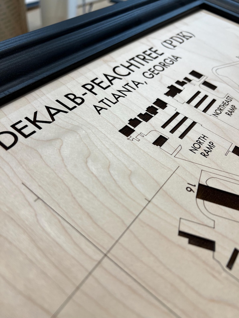 Laser Engraved Airport Diagram on Wood - Aviation Art image 2
