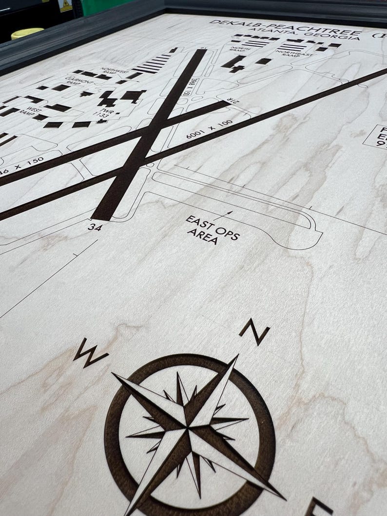 Laser Engraved Airport Diagram on Wood - Aviation Art image 15