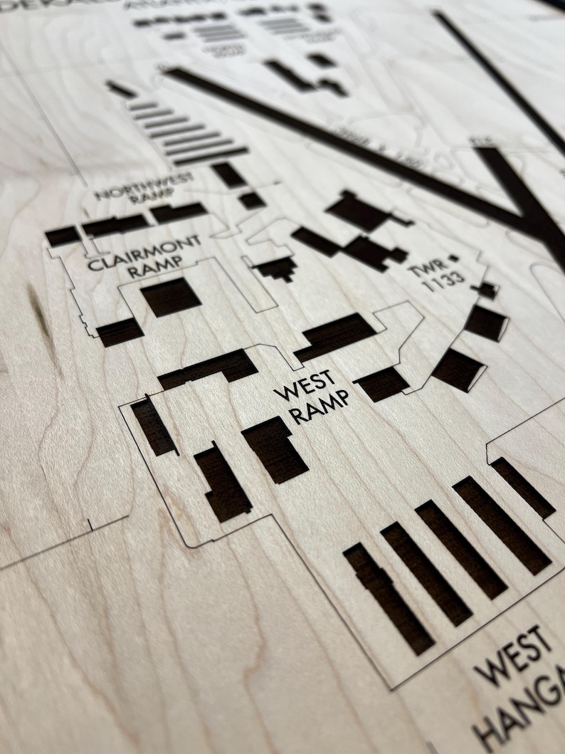 Laser Engraved Airport Diagram on Wood - Aviation Art image 14