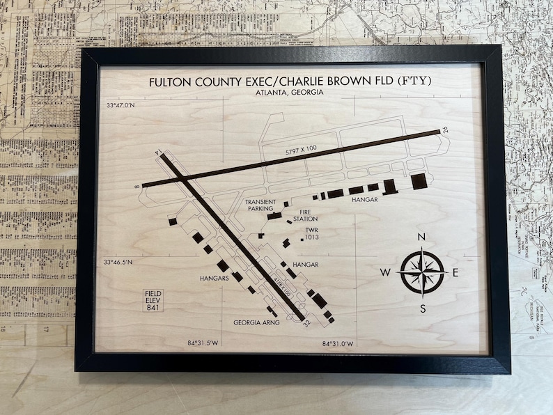 Laser Engraved Airport Diagram on Wood - Aviation Art image 20