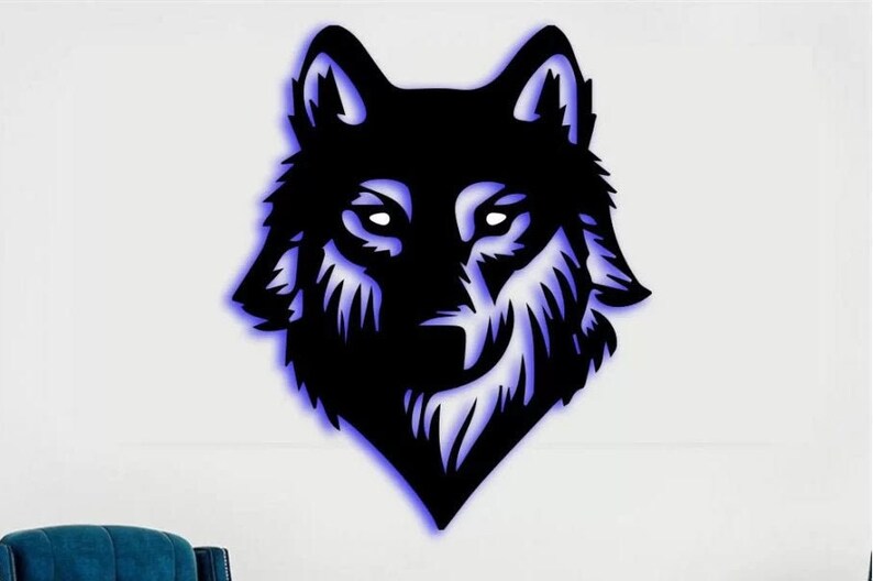 Home Decor Wall Decor Wolf Neon Sign Wall Hanging Illuminated Wall Sign Interior Design 4 Different Colors Animal Theme Led Sign