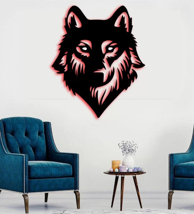 Home Decor Wall Decor Wolf Neon Sign Wall Hanging Illuminated Wall Sign Interior Design 4 Different Colors Animal Theme Led Sign