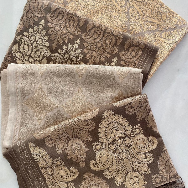 Women's Pashmina Wool Scarf Shawl Throw with Silk Embroidery