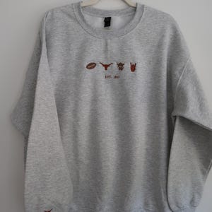 Custom Texas Longhorn Embroidered Crewneck Sweatshirt | EST. 1883 | Game Day Sweatshirt | UT Spirit Wear | Hook ’Em Horns