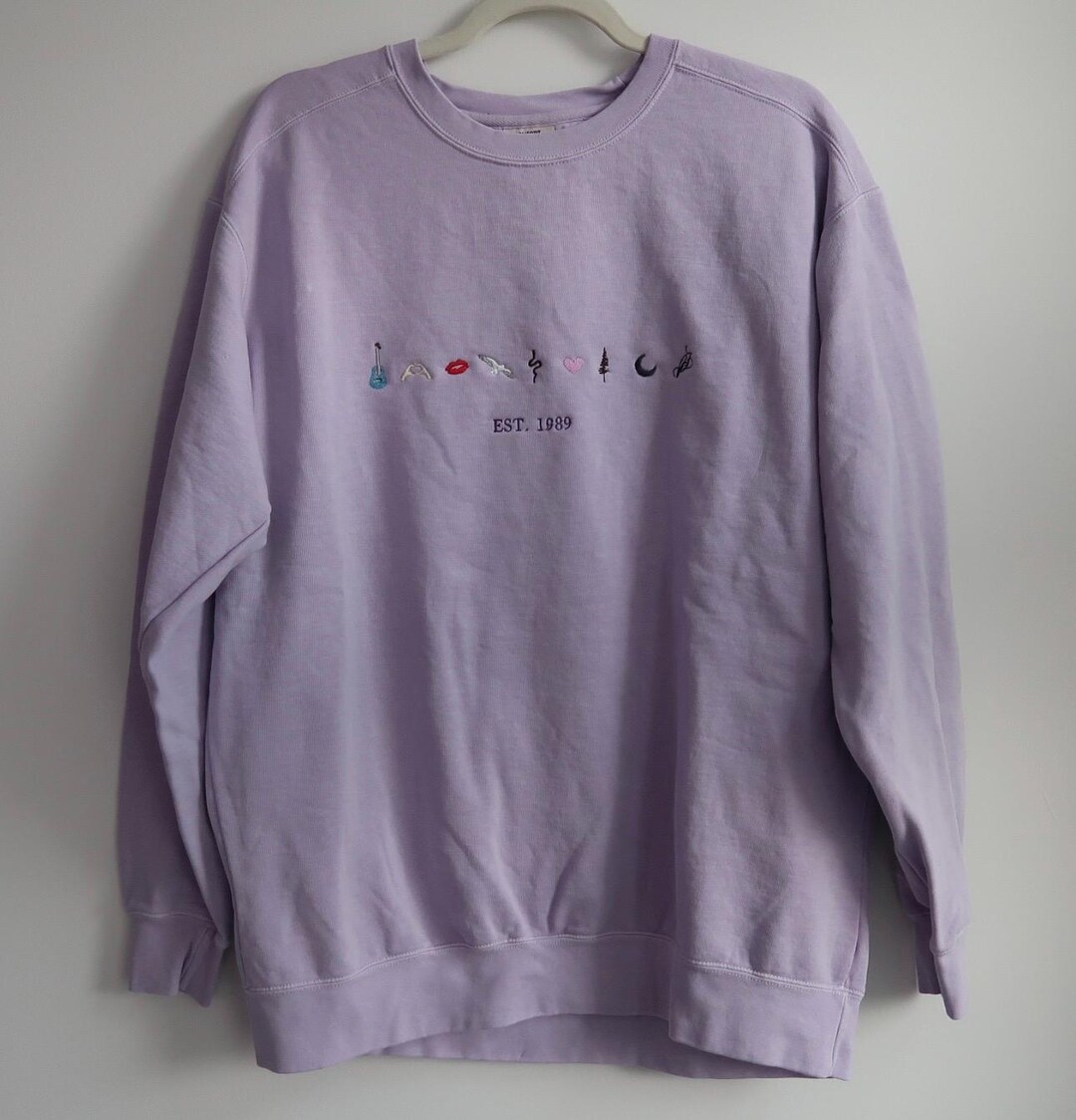 Lavender Embroidered Comfort Colors Sweatshirt – EST. 1989 Symbol ...