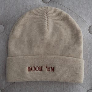Custom Toddler Embroidered Beanie – Personalized Knit Hat for Kids (Ages 2–6) | Beige or Burnt Orange