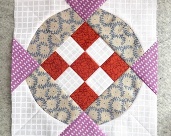 Spare Reifen Quilt Block Muster 4 GRÖSSEN Digital Download Anleitung mit Video Tutorial Easy Curved Quilting Muster