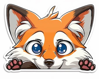 Adesivo per auto con volpe che fa capolino - Adorabile adesivo per laptop, paraurti, finestrini, SUV, adesivo kawaii per auto con volpe. Decorazione per auto con volpe Animi.