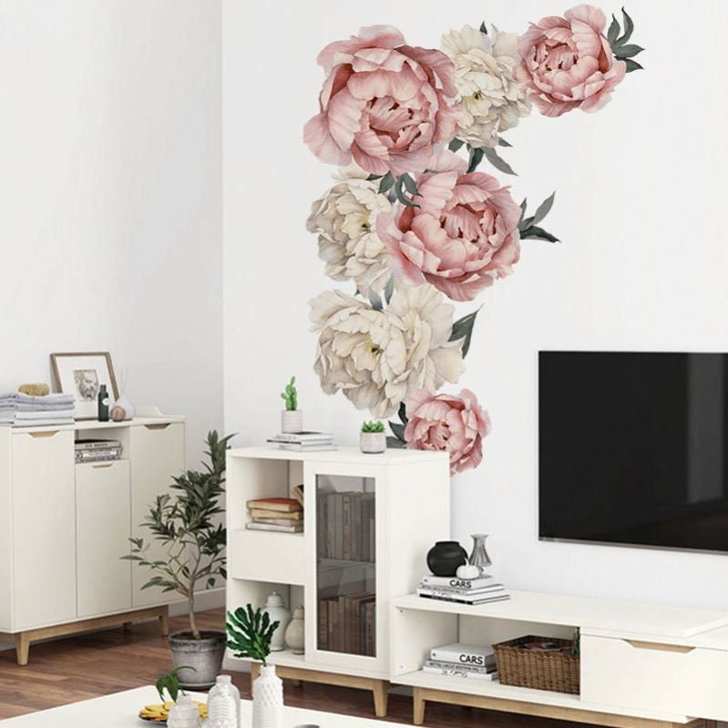 Peony Flowers Wall Decals Living Room, Peony Flower Wall Stickers ...