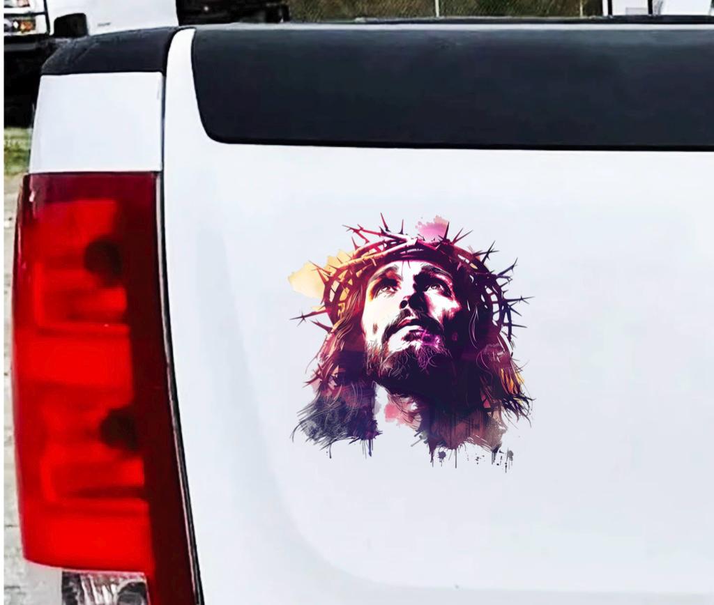 Jesus Face Car Decal Sticker – Christian Religious Auto Vinyl Art With ...