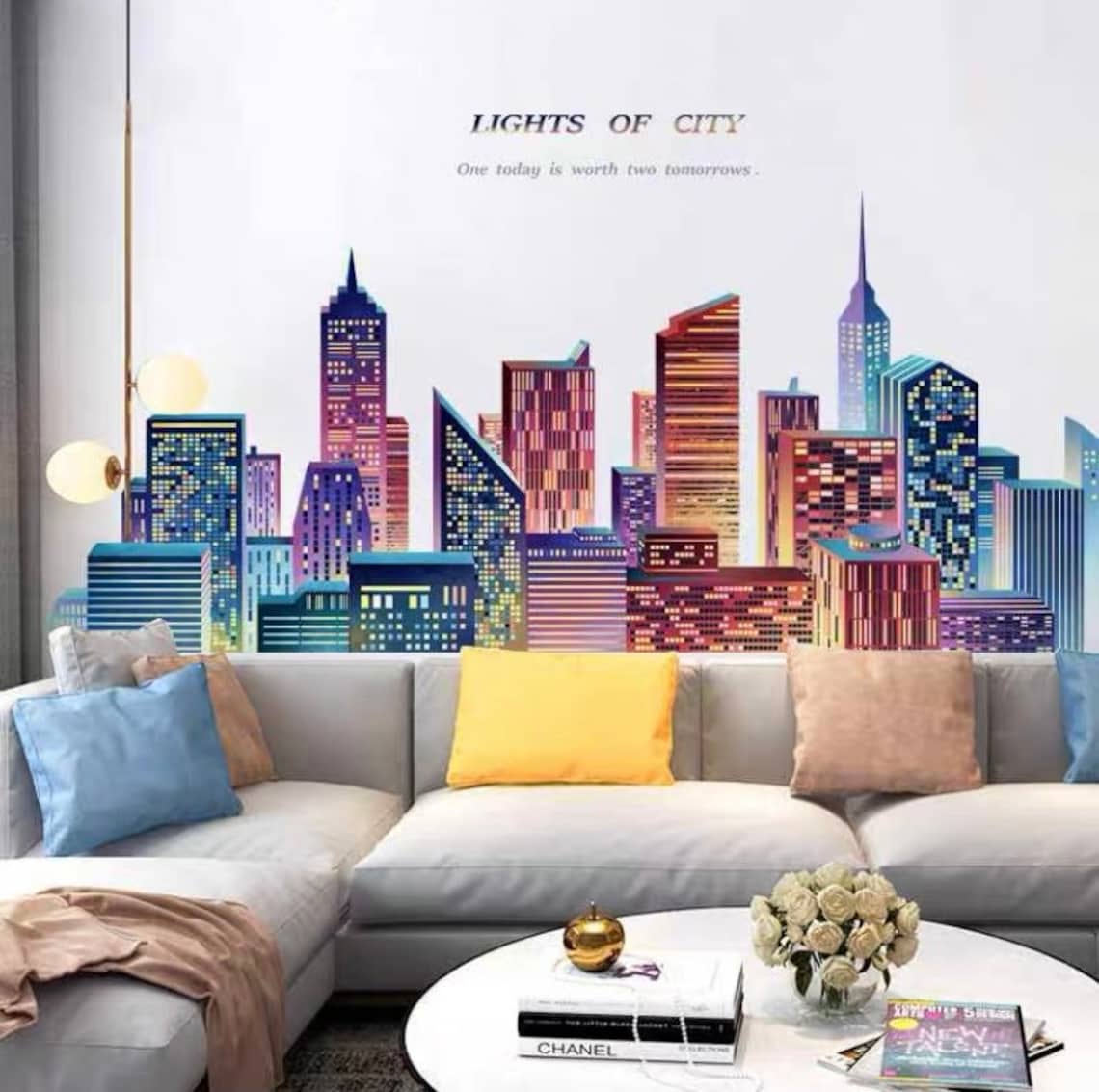 City wall decal city skyline wall art large vinyl decal Etsy
