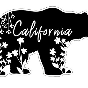 California Bear State Auto Sticker Silhouette with Word &quot;California&quot;, Cali Love, Grizzly Bear Vinyl Window, 6x3.5inch, 1PC