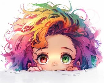 Peeking Anime Girls Car Decal. Waterproof Kawaii Cute Stickers for Car, Truck, SUV, Motocycle, Bike, Tumbler and Laptop. Auto decoration