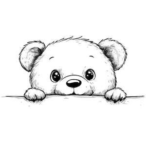 Cute Peeking Bear Car Sticker. Adorable Cartoon Animal Vinyl Sticker. Weatherproof, Gift for Bear Lovers. Animal Sticker for Car Decoration
