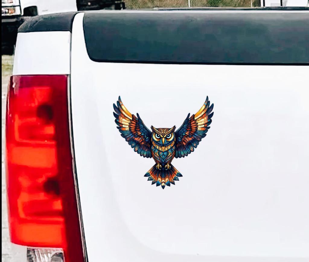 Colorful Owl Car Decal. Tribal Style Vibrant Owl Sticker. Wildlife ...