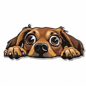 Adorable Anime Dog Peeking Sticker. Kawaii Puppy Vinyl Decal for Car, Laptop, Bumper, Mirror, Notebook – Funny Gift for Dog Lovers, Pet Fans
