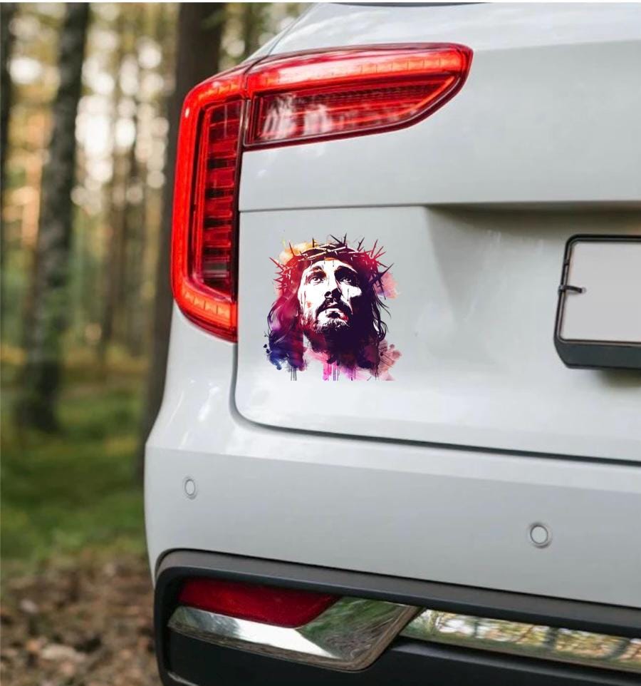 Jesus Face Car Decal Sticker – Christian Religious Auto Vinyl Art With ...