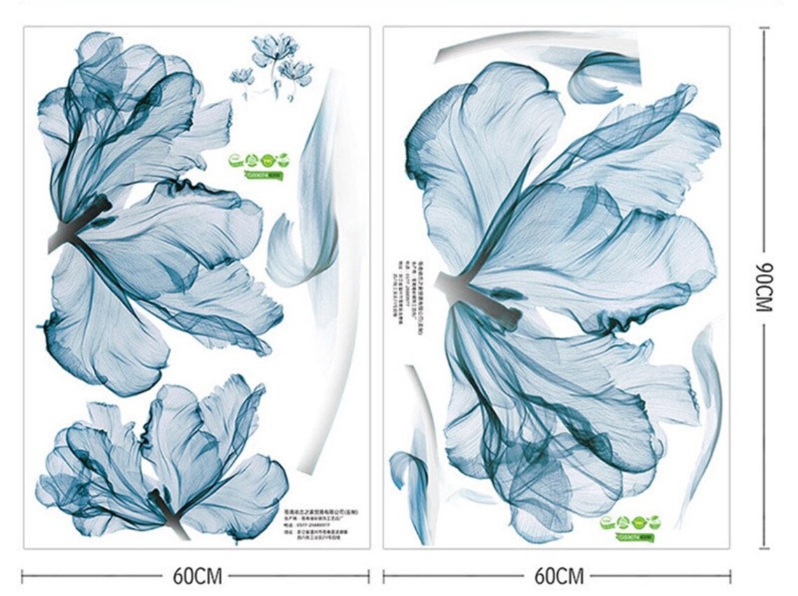 Blue Flower Wall Decals Flower Wall Stickers for Bedroom Etsy