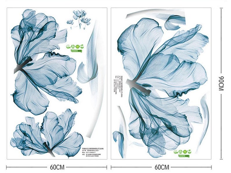 Blue Flower Wall Decals Flower Wall Stickers for Bedroom Etsy