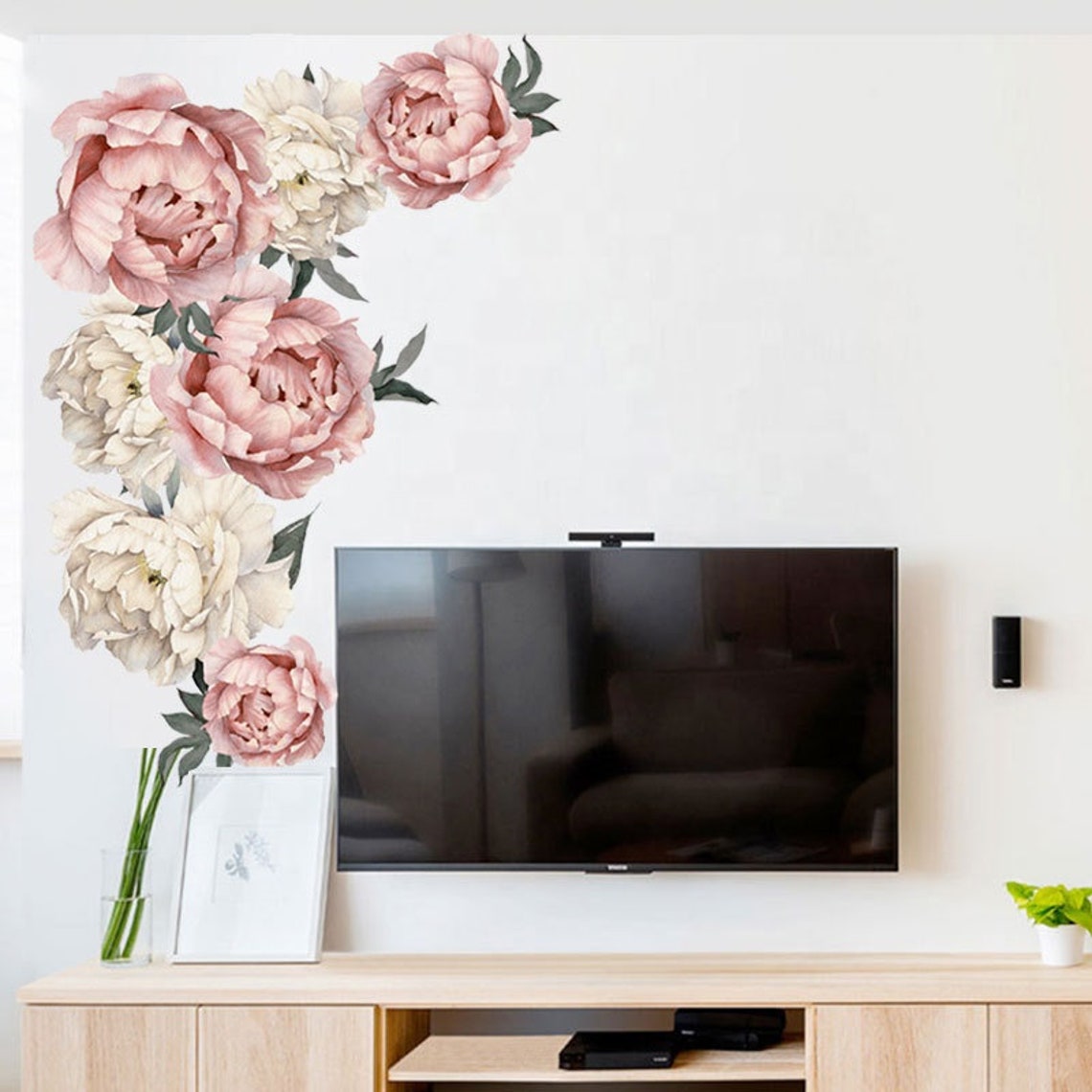 Peony Flowers Wall Decals Living Room, Peony Flower Wall Stickers ...