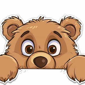Cute Peeking Bear Car Sticker. Auto Animal Decal for Rear Window, Kids & Animal Lovers. Add Fun to Your Vehicle with This Cute Bear Cling