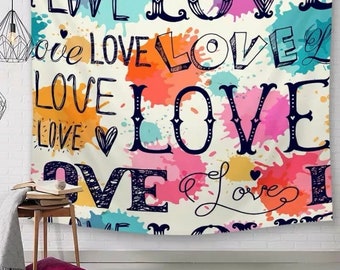 Love Tapestry Love Quotes Sign Girl Decor for bedroom Love Quotes Wall Sign Pink decor