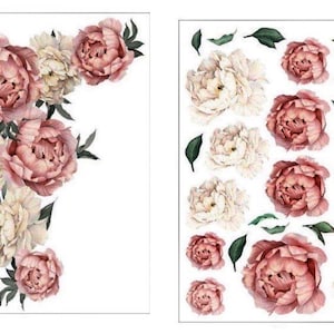 Pfingstrose Blumen Wandtattoo Wohnzimmer, Pfingstrose Wandtattoo, Wandtattoo Kinderzimmer, Wanddekor (2 Varianten)