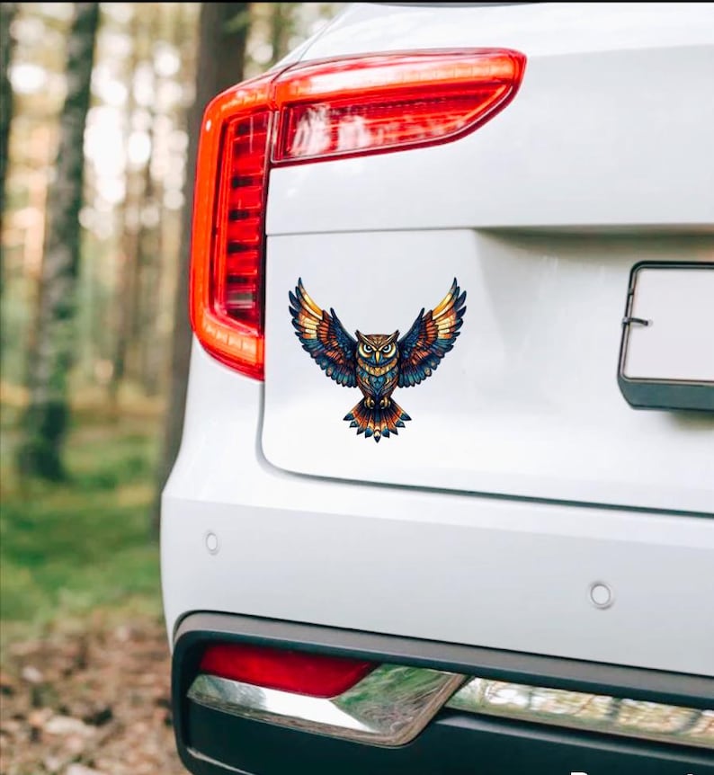 Colorful Owl Car Decal. Tribal Style Vibrant Owl Sticker. Wildlife ...