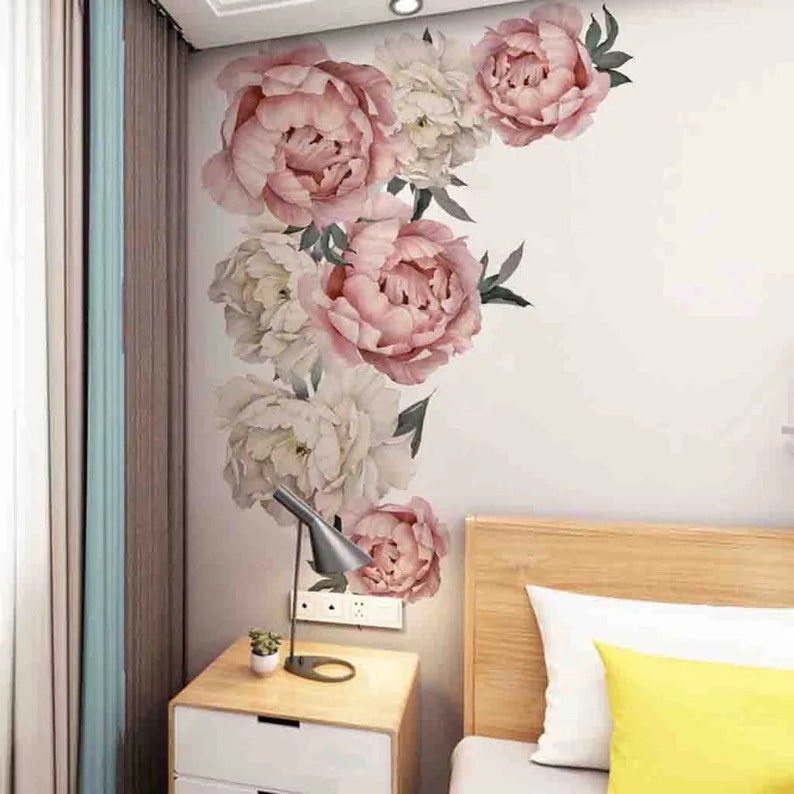 Peony Flowers Wall Decals Living Room, Peony Flower Wall Stickers ...