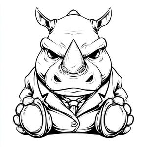 Angry Rhino Car Sticker. Cool Tough Animal Vinyl Decal for Window, Bumper, SUV, Truck, Cartoon Rhino Character, Animal Style, Gift for Men