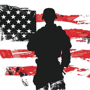 Patriotic Military Veteran Car Decal – American Flag Soldier Sticker – USA Army Support Vinyl Decal for Truck, SUV, Window, Laptop – America