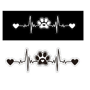 Paw Print Silhouette Heartbeat Car Sticker, Warning Dog on Board Decal, Dog on Board for Pet Lovers, Animal Lover, Paws on Board