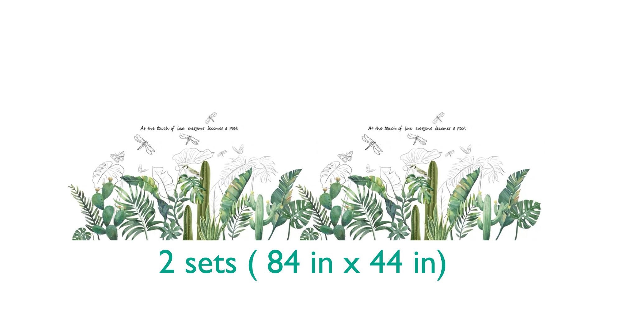 Green Decal, Tropical Plants Wall Decal, Wall Stickersgarden Green, Grasswatercolor Plant Cactus ...
