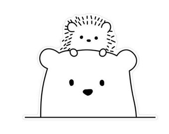 Peeking Animal Car Decals, Transparent Cute Vinyl Decals for Car Truck Rear Gas Cover Window Bumper, Peeking Bear and Hedgehog