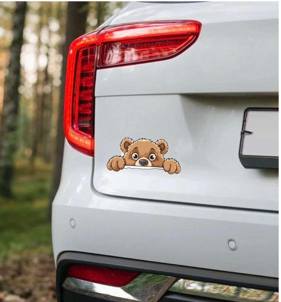 Cute Peeking Bear Car Sticker. Auto Animal Decal for Rear Window, Kids ...