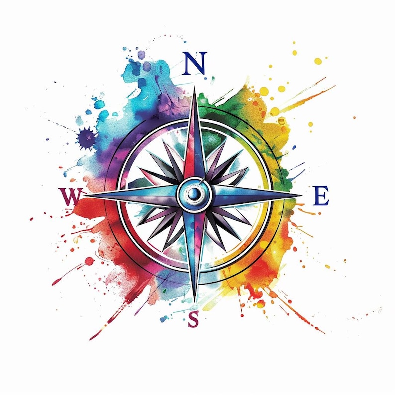 Colorful Boho Compass Car Decal – Waterproof Rainbow Sticker for ...
