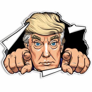 Trump Wall Breakthrough Car Sticker – Funny Donald Trump Peeking Out Vinyl Decal – Durable Decoration for Vehicles, Windows, Toolboxes etc.