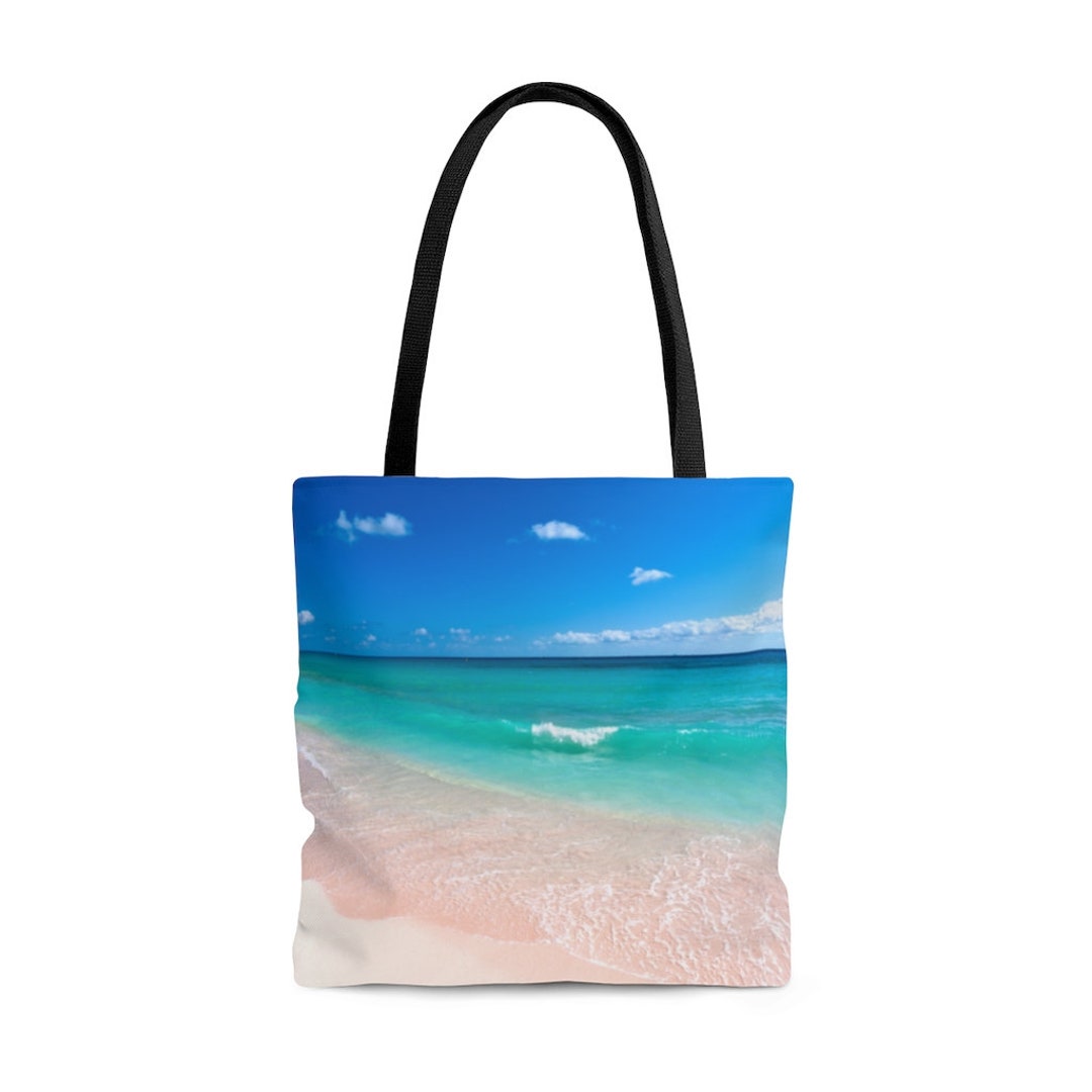 Ombre Initial Embroidered Blue Beach Tote