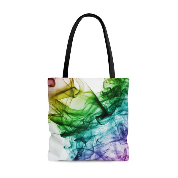 Trippy Colorful Smoke Bag Trip Psychedelic Design Neon Fluorescent Multicolor Rainbow Art Beach Tote Gift for artist painter photographer