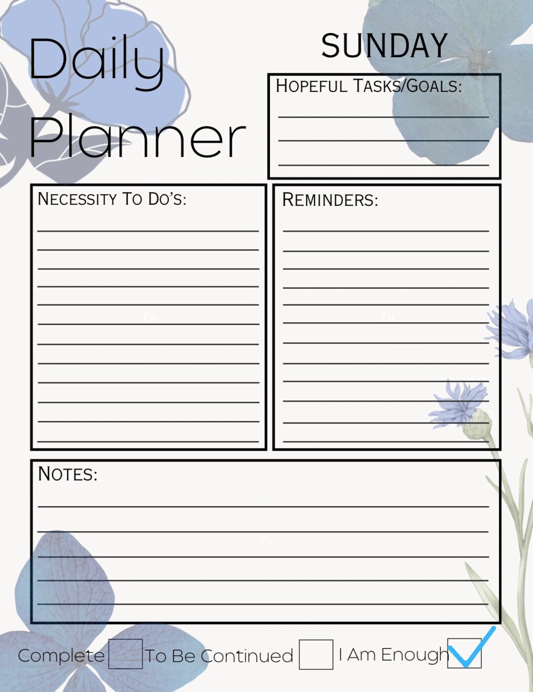 Weekly Digital Planner With Flowers and Affirmations, Daily Planner ...