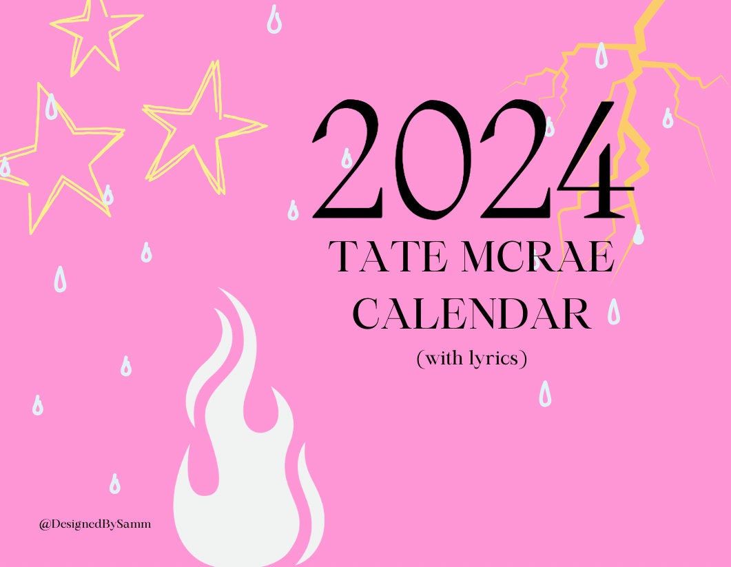 Tate Mcrae 2024 Digital Calendar, Tate Mcrae Printable Calendar, Tate Tate Mcrae 2024 Digital Calendar, Tate Mcrae Printable Calendar, Tate