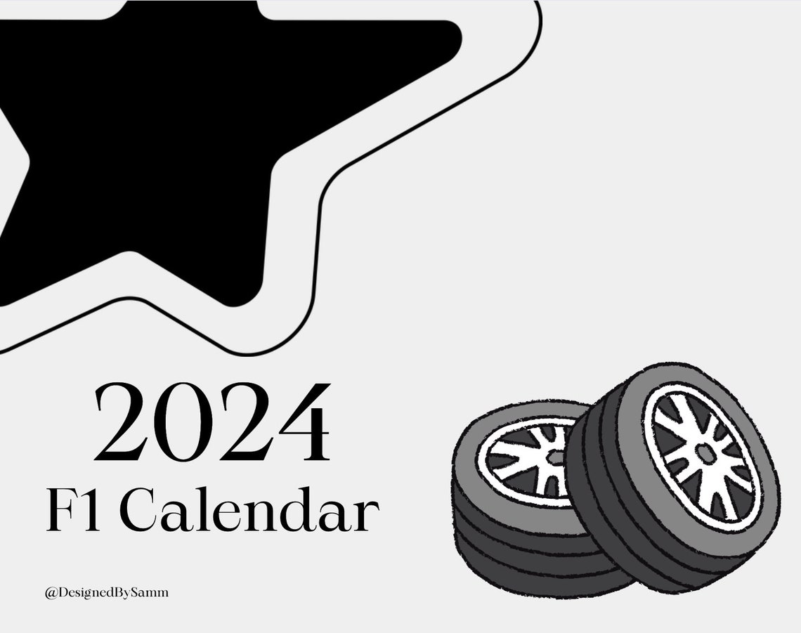 Formula 1 2024 Calendar, F1 Printable 2024 Calendar, Digital F1 Planner, Digital F1 Calendar